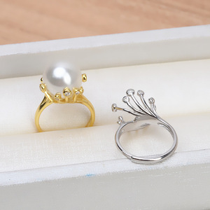 Bague ajustable en argent S925 Wenchi pour femme, bijoux avec perle 10-11, accessoires DIY, modèle incrusté de perles 16889 Chine - Product Image 3