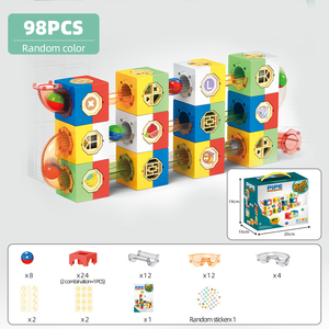 KYK mainan balok susun anak-anak, permainan lari bola kelereng, Set mainan edukasi Diy Slideway kelereng - Product Image 6