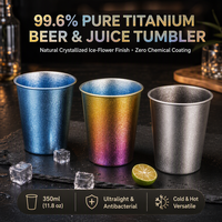 Gobelet à bière en titane pur HL, gobelet à jus, gobelet à boisson, tasse en métal de qualité alimentaire, portable, 350 ml, à paroi simple, pour la maison, les fêtes et le camping