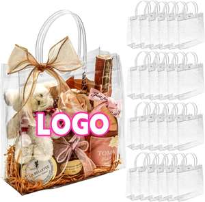 Custom Clear PVC Gift Bags <b>Plastic</b> Wrap Bags Bulk Reusable Bride Favor <b>Totes</b> for Shopping Wedding Baby Shower Birthday Party - Product Image 1