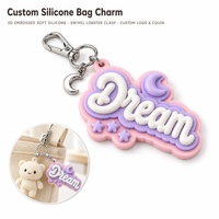 Breloque personnalisée en silicone 3D avec lettres, porte-clés pour sac à main avec pendentif lune en métal