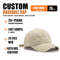 Gorra de Béisbol Minimalista con Bordado, Diseño Desgastado, Visera Curva y Decoración de Anillo Metálico