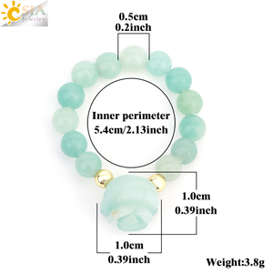 CSJA Hot Pedra Natural Rocha Cristal Ametista Beads Esculpida Flor Rosa Pingente de Cura Cristal Gemstone Anel para As Mulheres Presente H306 - Product Image 6