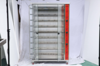 Rôtissoire à poulet professionnelle à gaz 9 broches en acier inoxydable 304, pour une cuisson uniforme et des saveurs parfaites, capacité 36-45 poulets/lot, pour restaurant