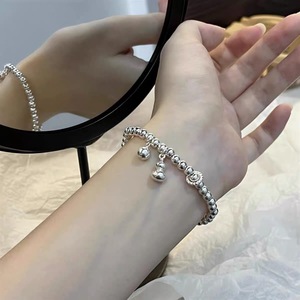 S925 Sterling Silver <b>Ball</b> Bead <b>Bracelet</b> With Gourd Pendant Elastic Rope Women's Fashion Jewelry Gift - Product Image 3