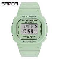 Jam Tangan Digital Sanda Eropa Amerika Terlaris Model Kotak Layar Tunggal Multi-Fungsi Alarm Bercahaya Outdoor ABS Akrilik