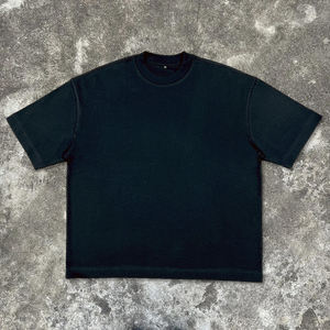 T-shirts courts amples en coton épais à col rond noirs pour hommes – Qualité supérieure – Idéaux pour l'été et le streetwear - Product Image 1