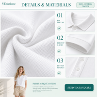 Chemisier pour femme uni à manches courtes, infroissable, en coton piqué 210G, col côtelé, pour uniforme professionnel quotidien, personnalisable