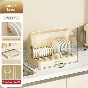 NFS Large-Capacity Dish Drain Tableware <strong>Storage</strong> Rack <strong>Kitchen</strong> <strong>Cupboard</strong> with Dust-Proof Cover Plastic Dish <strong>Storage</strong> Rack - Product Image 6