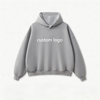 Sweat à capuche polaire épais 350G coupe ample avec logo personnalisé, uni, décontracté, à manches longues, pour homme, hiver, avec poche surdimensionnée, vente en gros