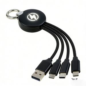 3-In-1 Multi-Function Fast Charging Keychain Usb <b>Charger</b> Cable With Led Luminous Logo Wholesale Custom Promotional Gifts - Product Image 1