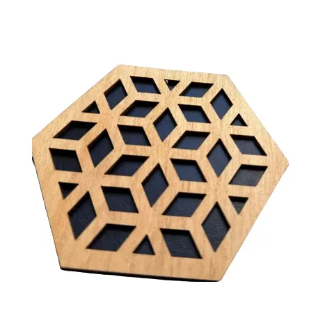 Beverage Coasters Hexagonal Wooden Coasters for Hot and Cold Drinks Customized Wooden Pallet Manufacture by India