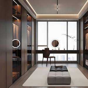 Armoire de chambre à coucher coulissante en bois massif personnalisée, meubles de rangement populaires pour la maison avec dressing ouvert, design populaire - Product Image 1