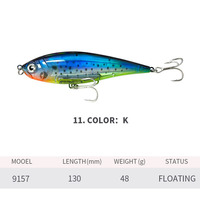 Leurre flottant en forme de crayon 130mm 48g, leurre dur de surface, technique Walk The Dog, pour la pêche au bar et au poisson-chat