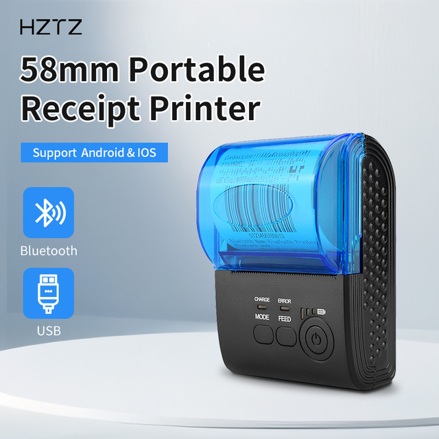 Wholesale Portable 58mm Receipt Thermal Printer Mini 58mm Wireless ESC/POS Document Printer With Li-Battery 203DPI Resolution