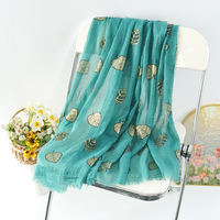 Châle personnalisé pour femmes en or Nouvelle arrivée Décoration Feuille Libellule Imprimé Écharpe Pashmina
