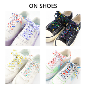 Nuevos cordones de tinta de salpicaduras para zapatillas de deporte Deportes Casual Baloncesto Blanco Negro Zapatos Cordones Coloridos Mujeres Hombres Cuerda plana Shoetrings - Product Image 6