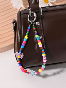 Chaîne de téléphone en perles de fleurs d'amour de papillon, style bohème, pendentif de sac, porte-clés, pendentif anti-perte - Product Image 2