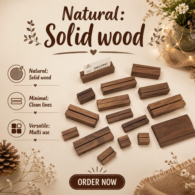Wood Photo Holder Memo Clips Desktop Calendar Message Clamps Stand Home School Desk Card Holder