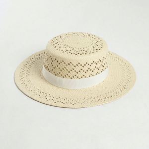 New Fashionable Casual Paper <b>Straw</b> Boater <b>Hat</b> Spring <b>Summer</b> Hollow Out Beach <b>Hat</b> - Product Image 2