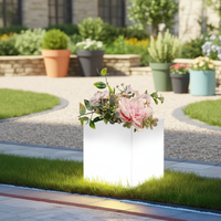 Grands vases lumineux d'extérieur 40*40*40, lumière solaire décorative pour jardin, grand pot, 16 couleurs changeantes, lampe à fleurs LED