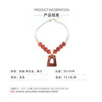 Collier pendentif corde tendance 2027, bijoux fantaisie dorés avec perles marron et rouges, style bohème, pour femme