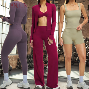 Wholesale Women Solid Front Logo <b>Yoga</b> Athletic Set Crop Top High Waist Shorts Gym Workout Activewear - Product Image 2