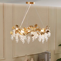 Lustre en cristal de style français léger et luxueux en forme de grappe pour salon, salle à manger, chambre à coucher