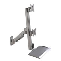 Support d'écran mural VESA Meisonic T9-GA01KB-SPC en alliage d'aluminium argenté avec ressort à gaz, rotation à 360°