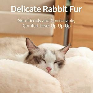 ที่นอนแมวทรงกลมสำหรับฤดูหนาว ลายดอกไม้ พร้อมปลอกหุ้มถอดซักได้ - Product Image 4