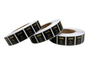 Etiquetas Adhesivas Transparentes de PVC Negro, Resistentes al Agua, con Estampado en Caliente Dorado Personalizado, Logotipo, Marca, Impresión Digital a Color - Product Image 3