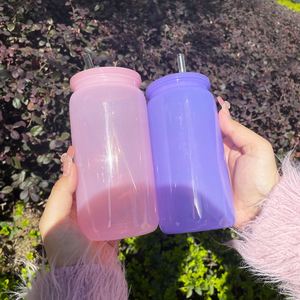 Unbreakable Kids Clear Shaped Beer Cups Colored Macaron 16Oz <b>Plastic</b> Acrylic Soda Can With Colorful Pp Lids - Product Image 4