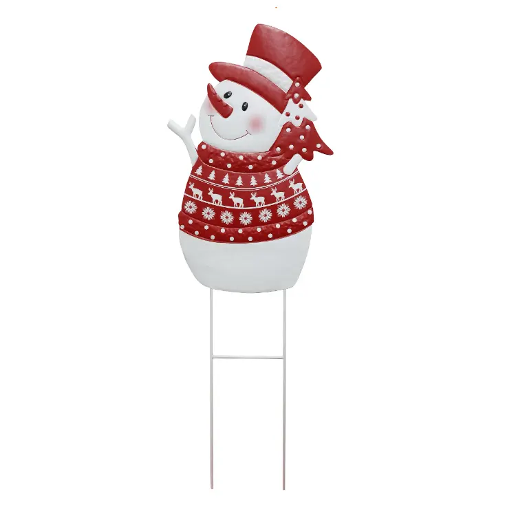 Custom Metal Outdoor Christmas Ornaments Snowman Decorations Garden Stake