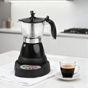 Cafetière à expresso italienne Cafetière électrique Moka Pot électrique pour café en poudre, 400 W, 3 <span class=keywords><strong>tasses</strong></span>, écran LED - Product Image 1