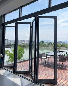 Porta d'Ingresso Moderna in Lega di Alluminio Impermeabile con Vetro, Design a Fisarmonica per <span class=keywords><strong>Balcone</strong></span> e Patio, Esterno Villa - Product Image 1