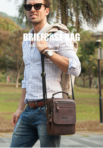 Sac bandoulière vintage en cuir Crazy Horse pour <span class=keywords><strong>homme</strong></span>, en cuir véritable, résistant à l'eau, léger, avec plusieurs fermetures éclair, sac messager d'été - Product Image 6