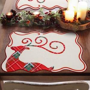 Giáng sinh nóng bán Santa Claus nai sừng tấm mô hình in sáng placemat vỏ sò thêu cạnh chịu nhiệt bảng mat - Product Image 2