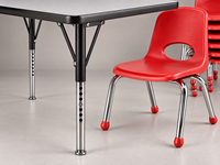 Ensemble table et chaises d'école pour maternelle, rectangulaire moderne, multicolore, optionnel, structure en métal et bois, empilable, mobile, hauteur réglable