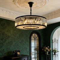 Luminaire suspendu rond en cristal pour intérieur, avec chaîne réglable pour grande pièce