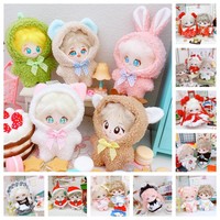 10cm poupée vêtements robe avec nœud chapeaux Mini vêtements en peluche combinaison costumes pour poupées en peluche jouets accessoires I