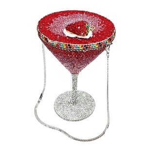 Bolso de mano con diamantes de imitación de fresa para mujer, elegante bolso de noche con cristales brillantes para fiestas y salidas nocturnas - Product Image 3