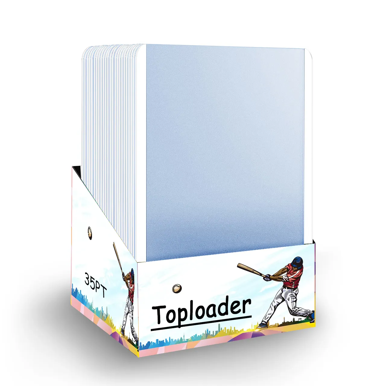 HCT Bordure de couleur blanche 35PT 3x4 "Toploader Ultra Clear Sports Game Cards Top Loader Card Holder Sleeve Sleeves