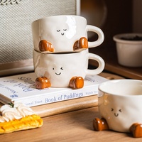 Mug Keramik Bentuk Kaki Lucu 350ml, Cangkir Kopi Kartun Under-glaze, Hadiah Unik untuk Teman, Peralatan Minum Super Lucu untuk Penggunaan Sehari-hari