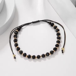 Joyería ajustable Bohemia a la moda, pulsera con correa trenzada, pulsera con cuentas de piedra de cristal negro para mujer, accesorio de joyería - Product Image 3