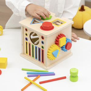 <span class=keywords><strong>Cube</strong></span> d'intelligence multifonctionnel Montessori, labyrinthe de perles colorées, trieur de formes, jouets de motricité fine pour enfants, garçons et filles - Product Image 2