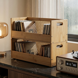 Bamboo <b>CD</b> Storage Box 50 Capacity <b>Standing</b> Type For Albums And Collectibles - Product Image 5