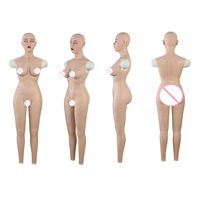 URCHOICE Femme Silicone Body Suit Peau Faux Seins Ensemble Du Corps Costume Avec Tête Crossdresser Transgenre Drag Queen