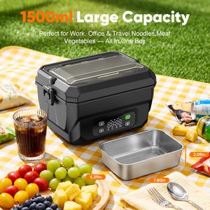 Bencircle E07 Portable Heated <b>Lunch</b> <b>Box</b> 1.5L Cordless Electric Food Warmer for <b>Work</b> Travel, Stainless Steel Container - Product Image 5