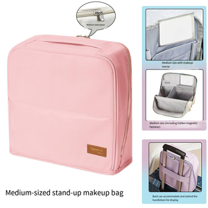 Bolsa de Maquillaje Vertical de Tela Resistente <span class=keywords><strong>con</strong></span> Apertura Magnética para un Almacenamiento Conveniente de Cosméticos, Artículos de Aseo y Accesorios - Product Image 6