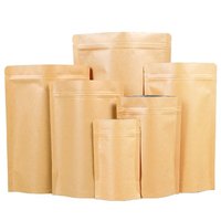 Sac en papier kraft brun autoportant avec petite fenêtre et fermeture éclair pour l'emballage alimentaire